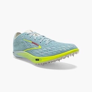 Brooks Wire V8 Long Distance Track Spikes in Blue Glow/Nightlife/Red size 11
